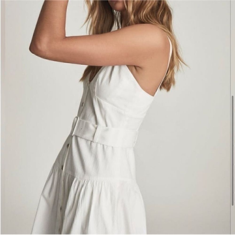 REISS NWT Vita Button Through Midi Sundress White… - image 4
